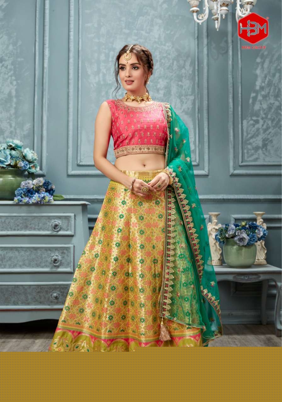 RANGEEN BY HBM 1001 TO 1006 SERIES BRIDAL WEAR COLLECTION BEAUTIFUL STYLISH COLORFUL FANCY PARTY WEAR & OCCASIONAL WEAR BANARASI LEHENGAS AT WHOLESALE PRICE