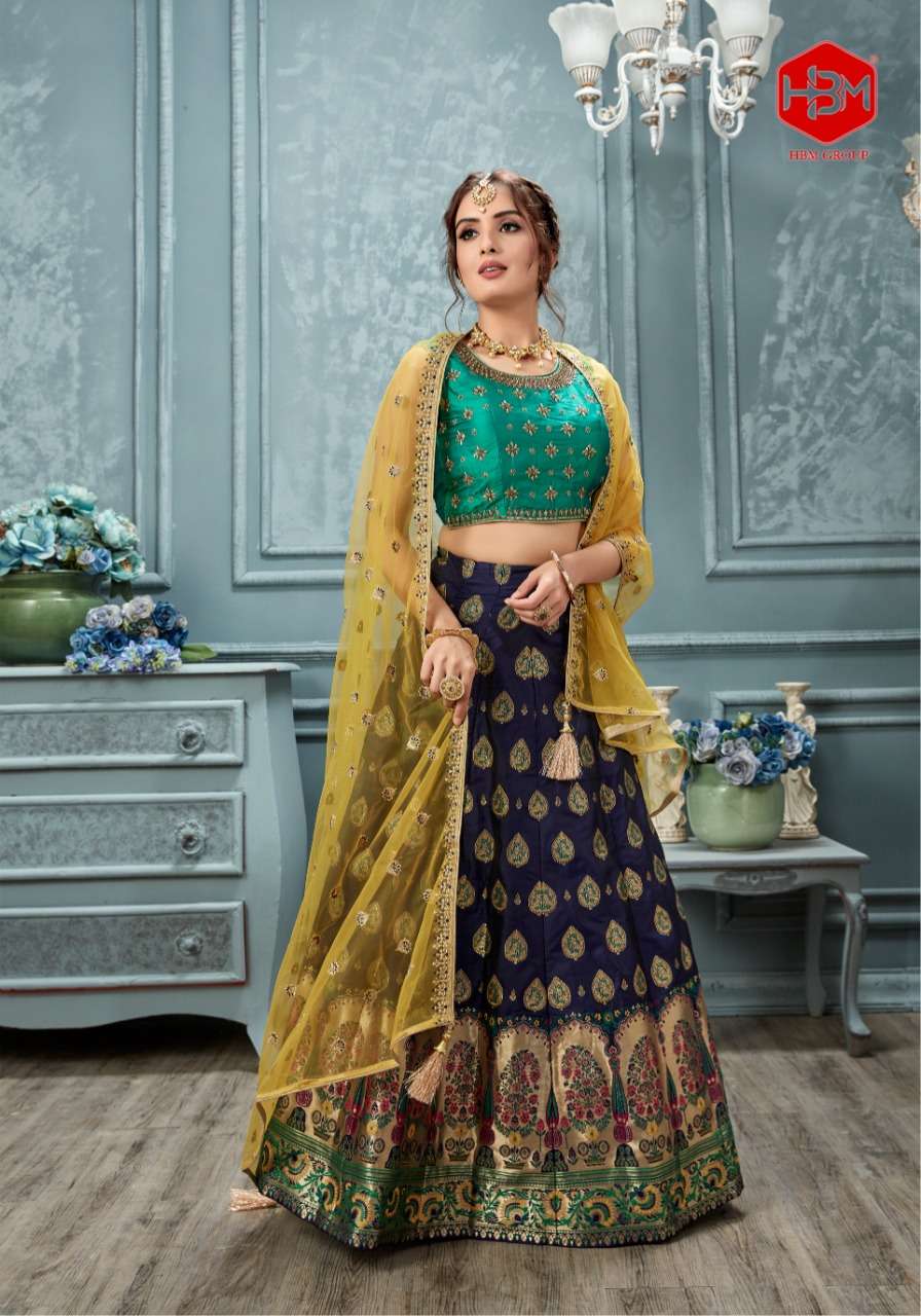 RANGEEN BY HBM 1001 TO 1006 SERIES BRIDAL WEAR COLLECTION BEAUTIFUL STYLISH COLORFUL FANCY PARTY WEAR & OCCASIONAL WEAR BANARASI LEHENGAS AT WHOLESALE PRICE
