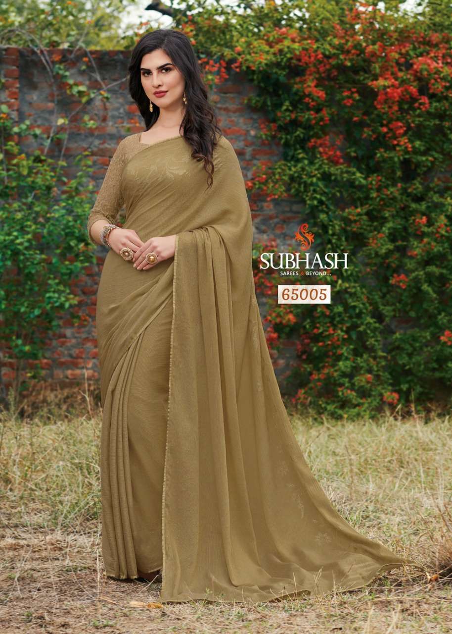 SRINGAR BY SUBHASH SAREES 65001 TO 65013 SERIES INDIAN TRADITIONAL WEAR COLLECTION BEAUTIFUL STYLISH FANCY COLORFUL PARTY WEAR & OCCASIONAL WEAR CHIFFON/GEORGETTE SAREES AT WHOLESALE PRICE