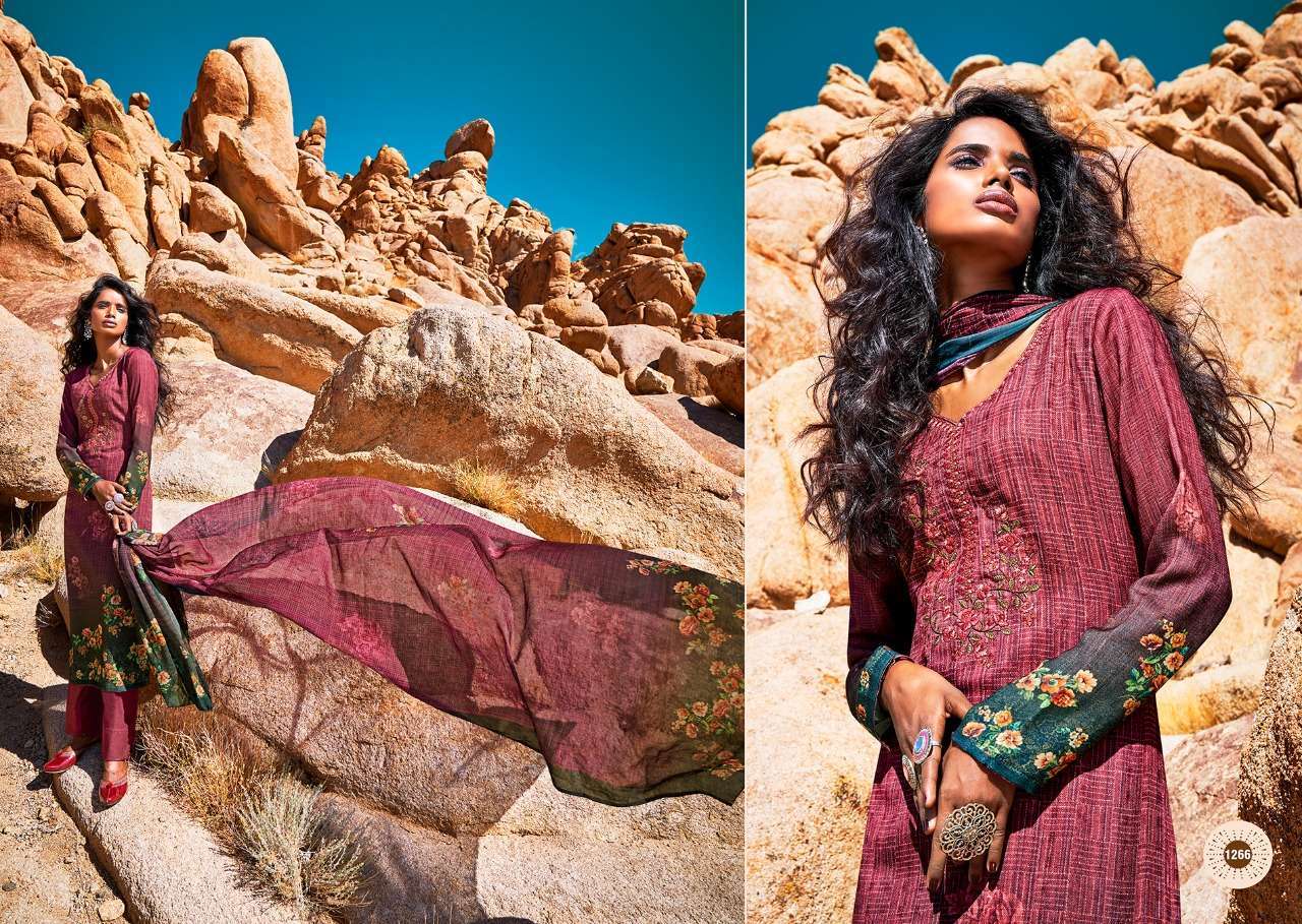 INARA BY LAXMIMAYA SILK MILL 1266 TO 1273 SERIES BEAUTIFUL STYLISH SHARARA SUITS FANCY COLORFUL CASUAL WEAR & ETHNIC WEAR & READY TO WEAR PURE PASHMINA TWILL DIGITAL PRINTED DRESSES AT WHOLESALE PRICE