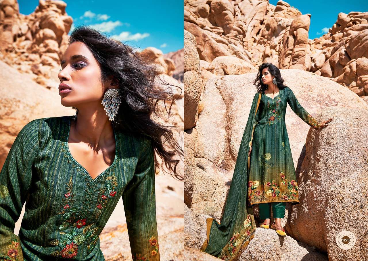 INARA BY LAXMIMAYA SILK MILL 1266 TO 1273 SERIES BEAUTIFUL STYLISH SHARARA SUITS FANCY COLORFUL CASUAL WEAR & ETHNIC WEAR & READY TO WEAR PURE PASHMINA TWILL DIGITAL PRINTED DRESSES AT WHOLESALE PRICE