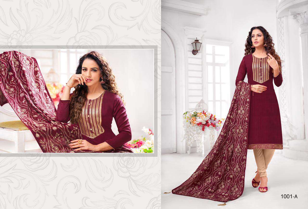 DIYA BY RR FASHION 1001-A TO 1001-F SERIES BEAUTIFUL STYLISH ANARKALI SUITS FANCY COLORFUL CASUAL WEAR & ETHNIC WEAR & READY TO WEAR ROMAN SILK WITH ELEGANT EMBROIDERY DRESSES AT WHOLESALE PRICE