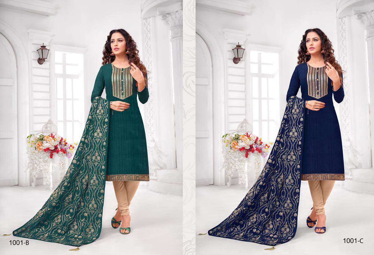 DIYA BY RR FASHION 1001-A TO 1001-F SERIES BEAUTIFUL STYLISH ANARKALI SUITS FANCY COLORFUL CASUAL WEAR & ETHNIC WEAR & READY TO WEAR ROMAN SILK WITH ELEGANT EMBROIDERY DRESSES AT WHOLESALE PRICE