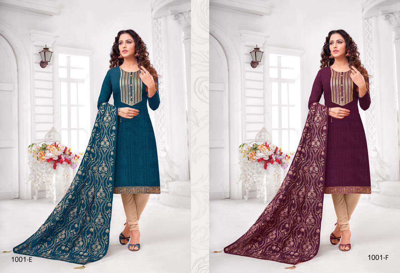 DIYA BY RR FASHION 1001-A TO 1001-F SERIES BEAUTIFUL STYLISH ANARKALI SUITS FANCY COLORFUL CASUAL WEAR & ETHNIC WEAR & READY TO WEAR ROMAN SILK WITH ELEGANT EMBROIDERY DRESSES AT WHOLESALE PRICE