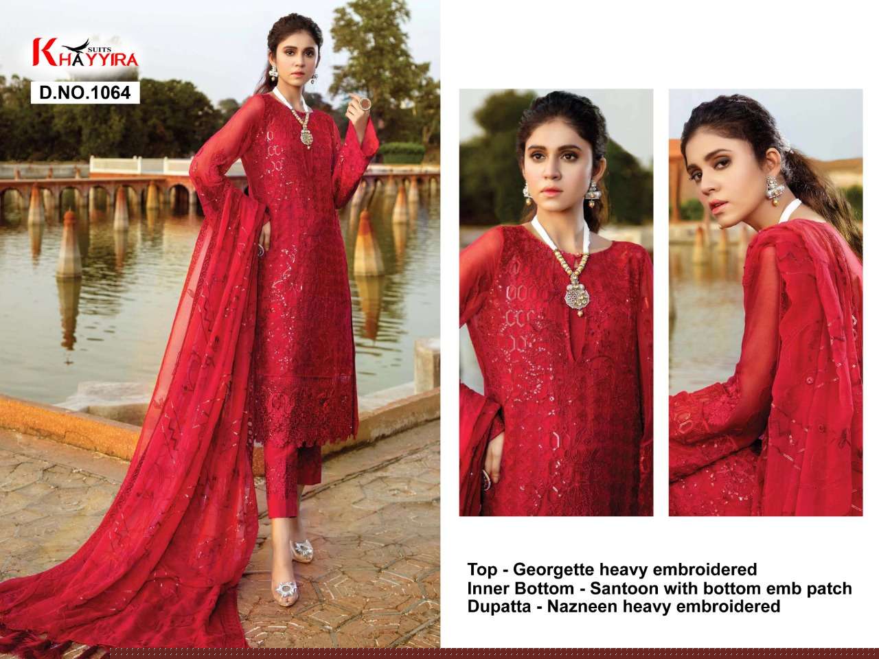 ELEONORA COLLECTION BY KHAYYIRA 1063 TO 1067 SERIES BEAUTIFUL STYLISH SHARARA SUITS FANCY COLORFUL CASUAL WEAR & ETHNIC WEAR & READY TO WEAR HEAVY GEORGETTE WITH EMBROIDERY DRESSES AT WHOLESALE PRICE