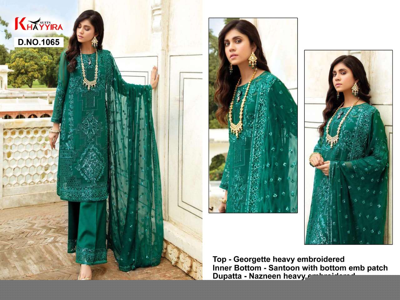ELEONORA COLLECTION BY KHAYYIRA 1063 TO 1067 SERIES BEAUTIFUL STYLISH SHARARA SUITS FANCY COLORFUL CASUAL WEAR & ETHNIC WEAR & READY TO WEAR HEAVY GEORGETTE WITH EMBROIDERY DRESSES AT WHOLESALE PRICE