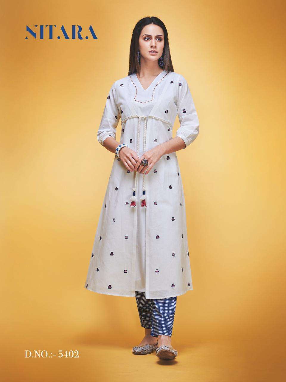 LAYLA BY NITARA 5301 TO 5305 SERIES STYLISH FANCY BEAUTIFUL COLORFUL CASUAL WEAR & ETHNIC WEAR COTTON LINEN PRINT KURTIS WITH BOTTOM AT WHOLESALE PRICE