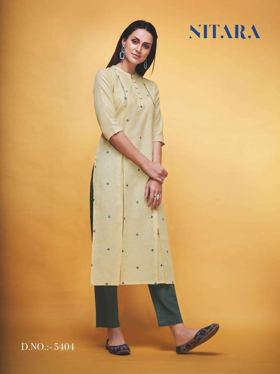 LAYLA BY NITARA 5301 TO 5305 SERIES STYLISH FANCY BEAUTIFUL COLORFUL CASUAL WEAR & ETHNIC WEAR COTTON LINEN PRINT KURTIS WITH BOTTOM AT WHOLESALE PRICE