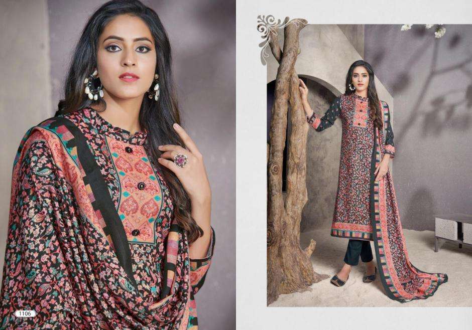 KASHMIRI QUEEN VOL-6 BY BIPSON 1104 TO 1107 SERIES BEAUTIFUL SUITS STYLISH FANCY COLORFUL PARTY WEAR & OCCASIONAL WEAR PASHMINA PRINTED DRESSES AT WHOLESALE PRICE