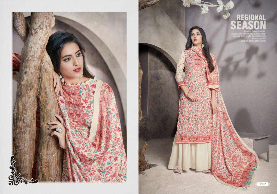 KASHMIRI QUEEN VOL-6 BY BIPSON 1104 TO 1107 SERIES BEAUTIFUL SUITS STYLISH FANCY COLORFUL PARTY WEAR & OCCASIONAL WEAR PASHMINA PRINTED DRESSES AT WHOLESALE PRICE