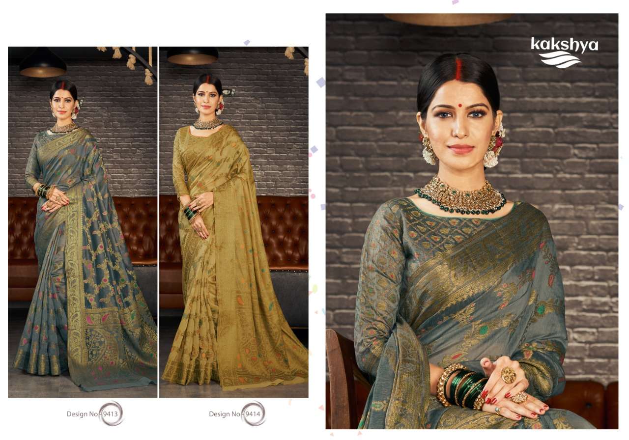 KHUSHBOO VOL-2 BY KAKSHYA 9413 TO 9414 SERIES INDIAN TRADITIONAL WEAR COLLECTION BEAUTIFUL STYLISH FANCY COLORFUL PARTY WEAR & OCCASIONAL WEAR COTTON ZARI SAREES AT WHOLESALE PRICE