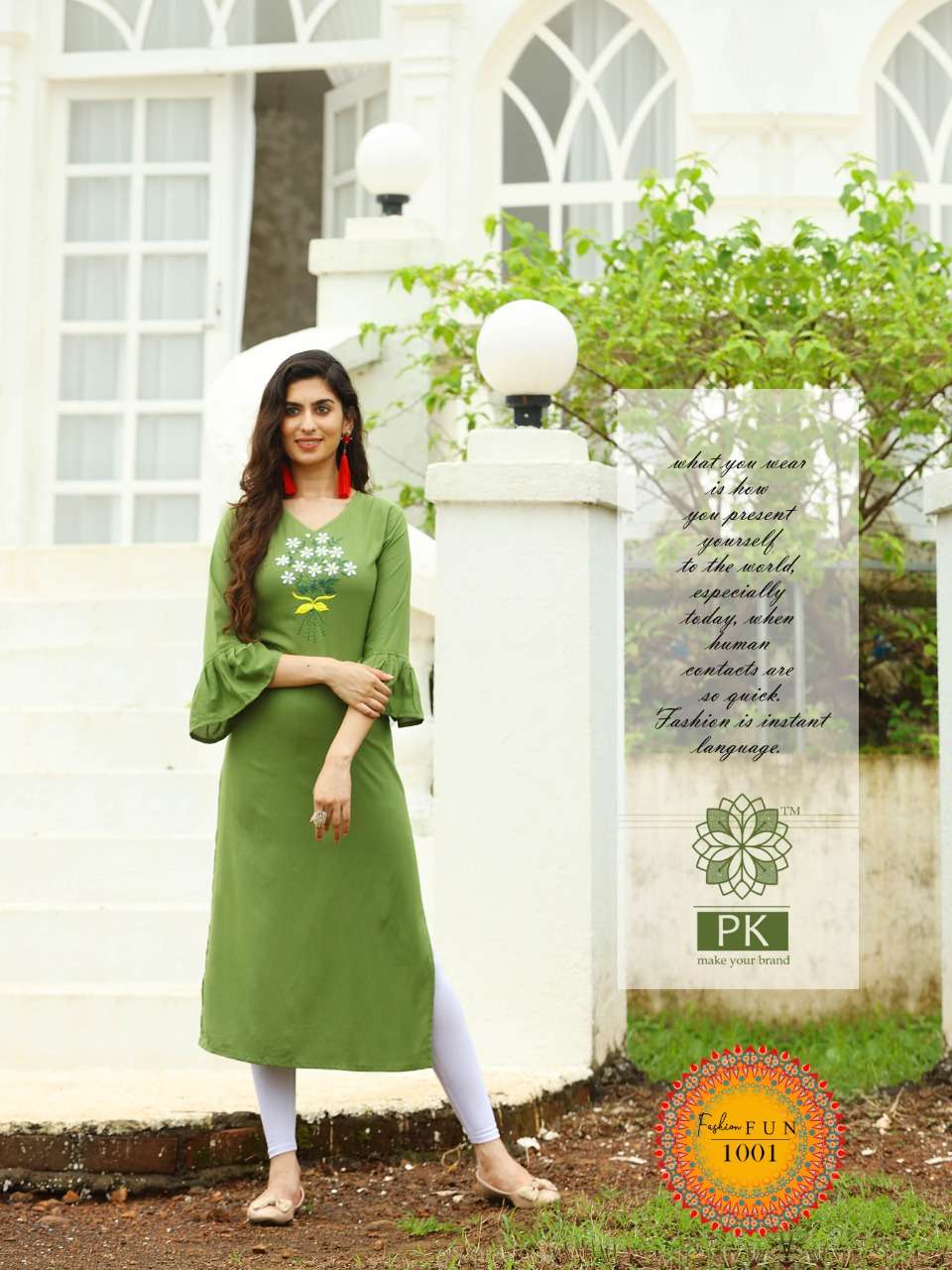 FASHION FUN VOL-1 BY PK 1001 TO 1009 SERIES BEAUTIFUL STYLISH FANCY COLORFUL CASUAL WEAR & ETHNIC WEAR HEAVY RAYON EMBROIDERED KURTIS AT WHOLESALE PRICE