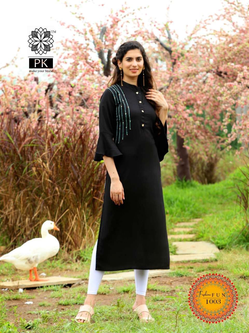 FASHION FUN VOL-1 BY PK 1001 TO 1009 SERIES BEAUTIFUL STYLISH FANCY COLORFUL CASUAL WEAR & ETHNIC WEAR HEAVY RAYON EMBROIDERED KURTIS AT WHOLESALE PRICE