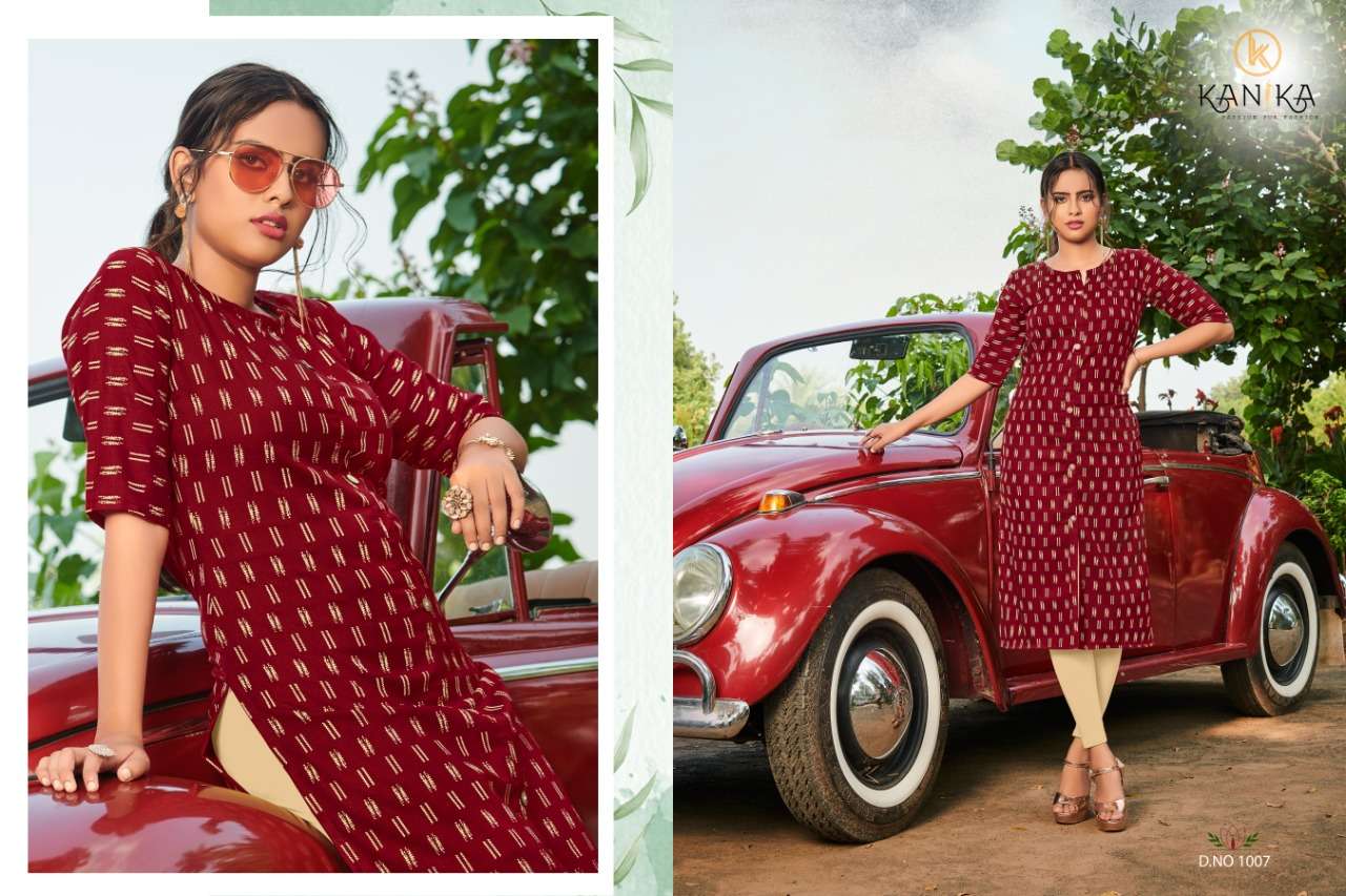 SLUB IKKAT VOL-2 BY KANIKA 1008 TO 1014 SERIES BEAUTIFUL STYLISH FANCY COLORFUL CASUAL WEAR & ETHNIC WEAR RAYON SLUB IKKAT PRINTED KURTIS AT WHOLESALE PRICE