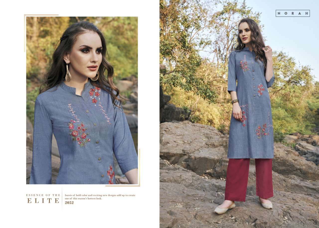 NETAL BY NORAH 2052 TO 2055 SERIES BEAUTIFUL STYLISH FANCY COLORFUL CASUAL WEAR & ETHNIC WEAR SOFT COTTON EMBROIDERED KURTIS AT WHOLESALE PRICE