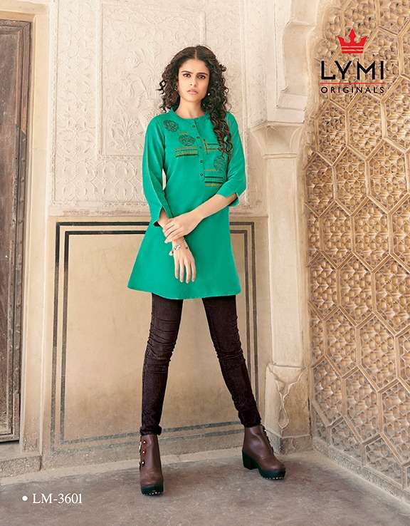 ARTWORK BY LYMI ORIGINAL 3601 TO 3608 SERIES BEAUTIFUL STYLISH FANCY COLORFUL CASUAL WEAR & ETHNIC WEAR RAYON FLEX WITH EMBROIDERY KURTIS AT WHOLESALE PRICE