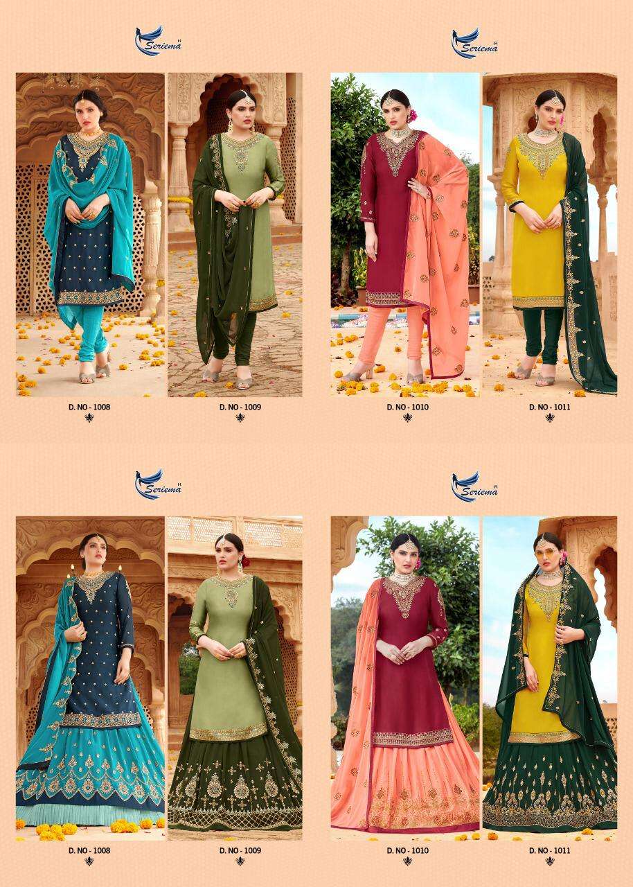 SHAHNAZ BY SPARROW 1008 TO 1011 SERIES BEAUTIFUL SUITS COLORFUL STYLISH FANCY CASUAL WEAR & ETHNIC WEAR SATIN GEORGETTE WITH EMBROIDERY DRESSES AT WHOLESALE PRICE