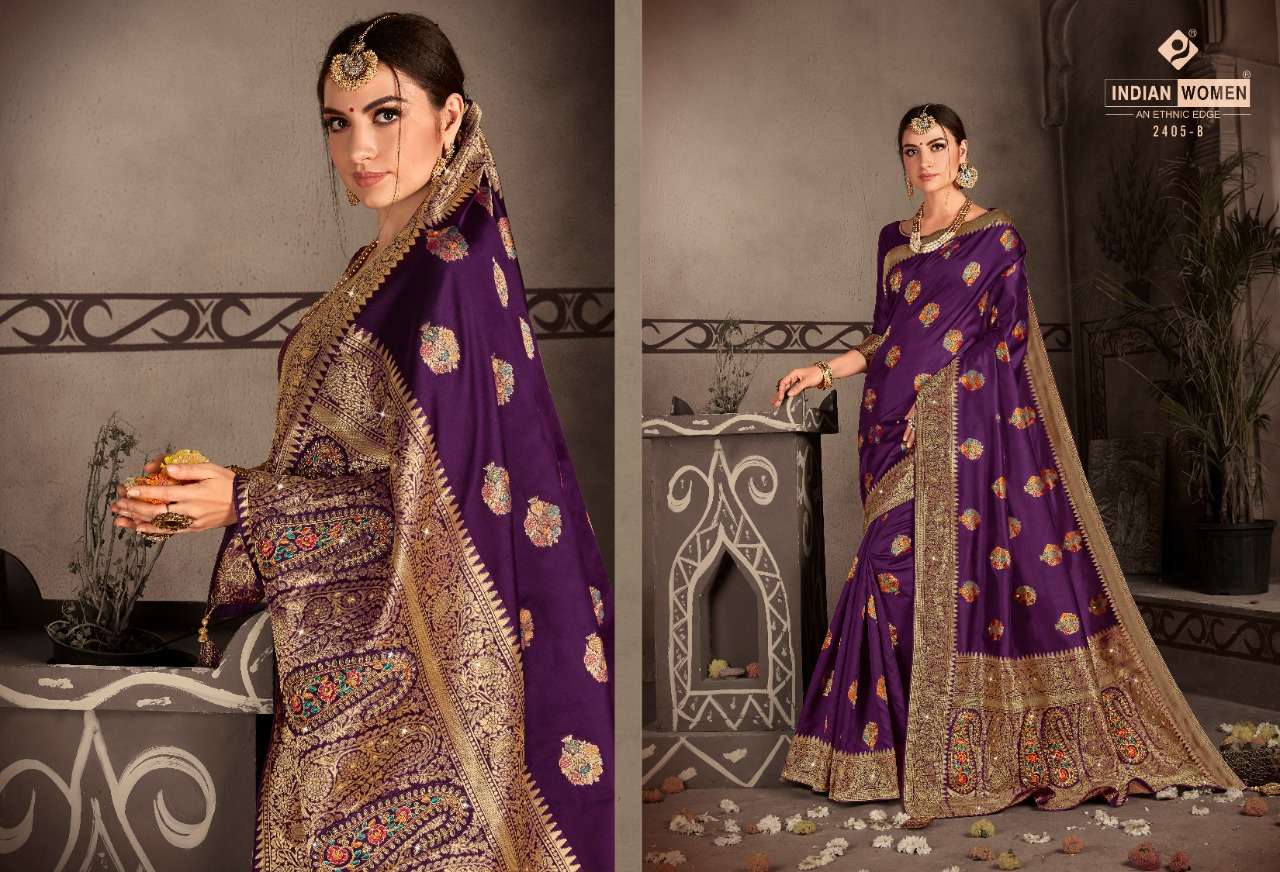 INDRAPRASTHA BY INDIAN WOMEN INDIAN TRADITIONAL WEAR COLLECTION BEAUTIFUL STYLISH FANCY COLORFUL PARTY WEAR & OCCASIONAL WEAR TWO TONE SILK SAREES AT WHOLESALE PRICE