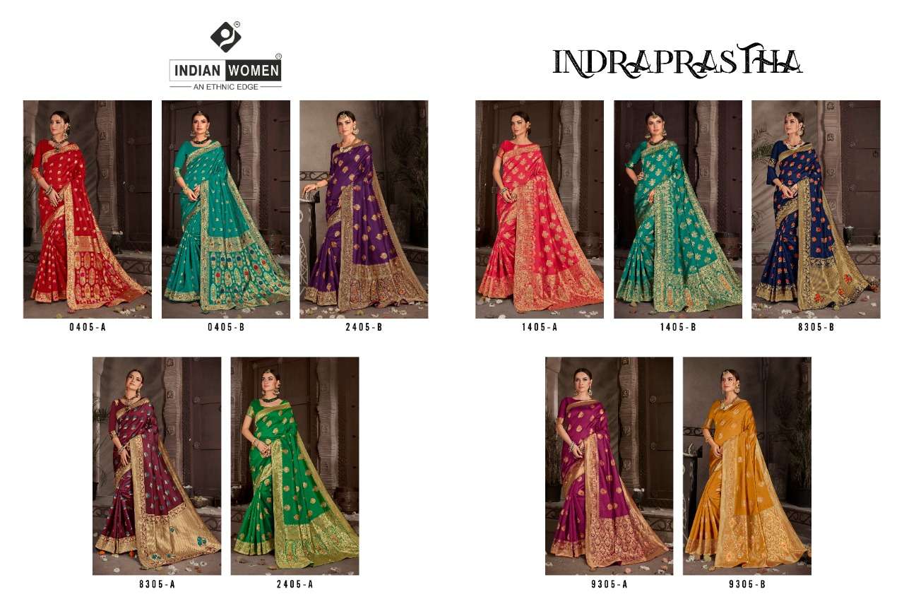 INDRAPRASTHA BY INDIAN WOMEN INDIAN TRADITIONAL WEAR COLLECTION BEAUTIFUL STYLISH FANCY COLORFUL PARTY WEAR & OCCASIONAL WEAR TWO TONE SILK SAREES AT WHOLESALE PRICE