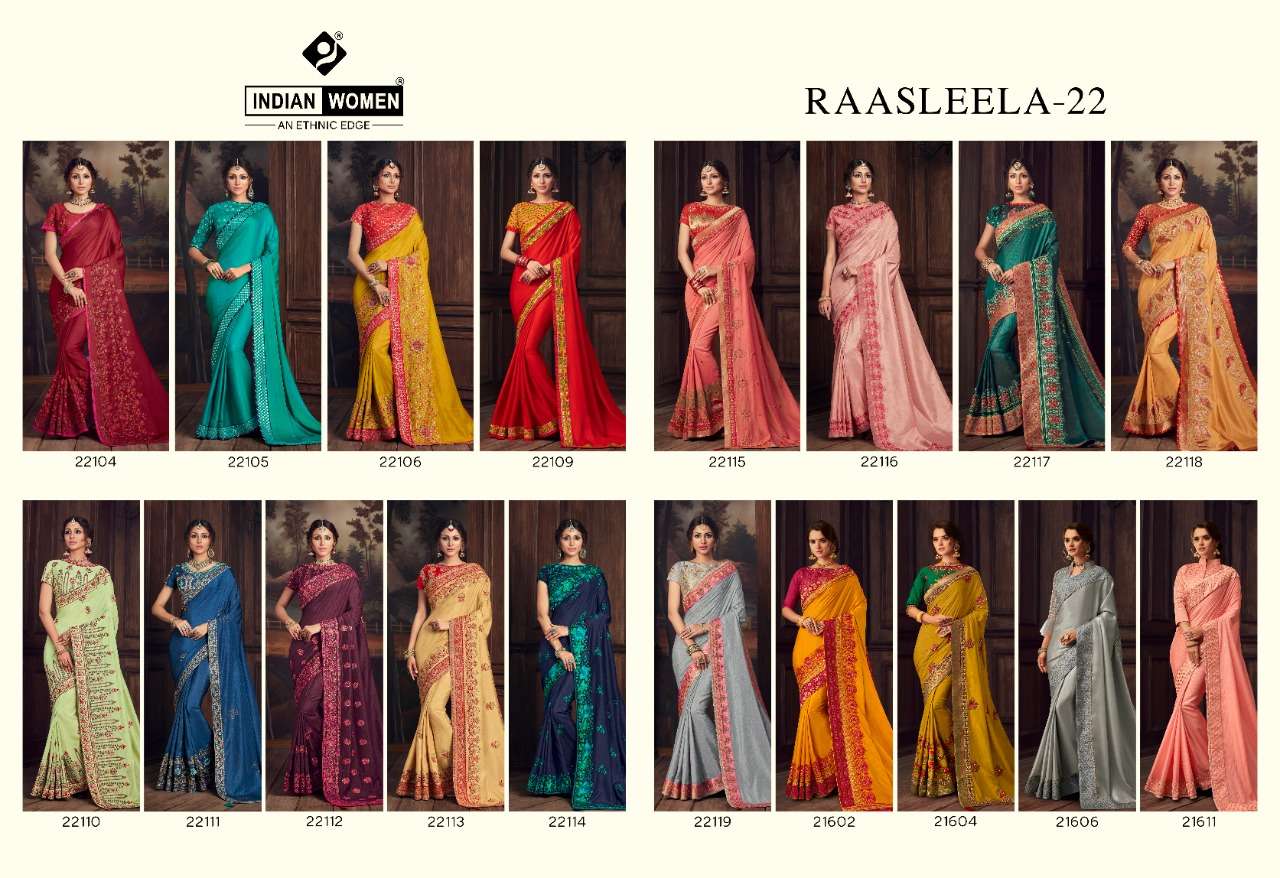 RAASLEELA VOL-22 BY INDIAN WOMEN INDIAN TRADITIONAL WEAR COLLECTION BEAUTIFUL STYLISH FANCY COLORFUL PARTY WEAR & OCCASIONAL WEAR SILK SAREES AT WHOLESALE PRICE