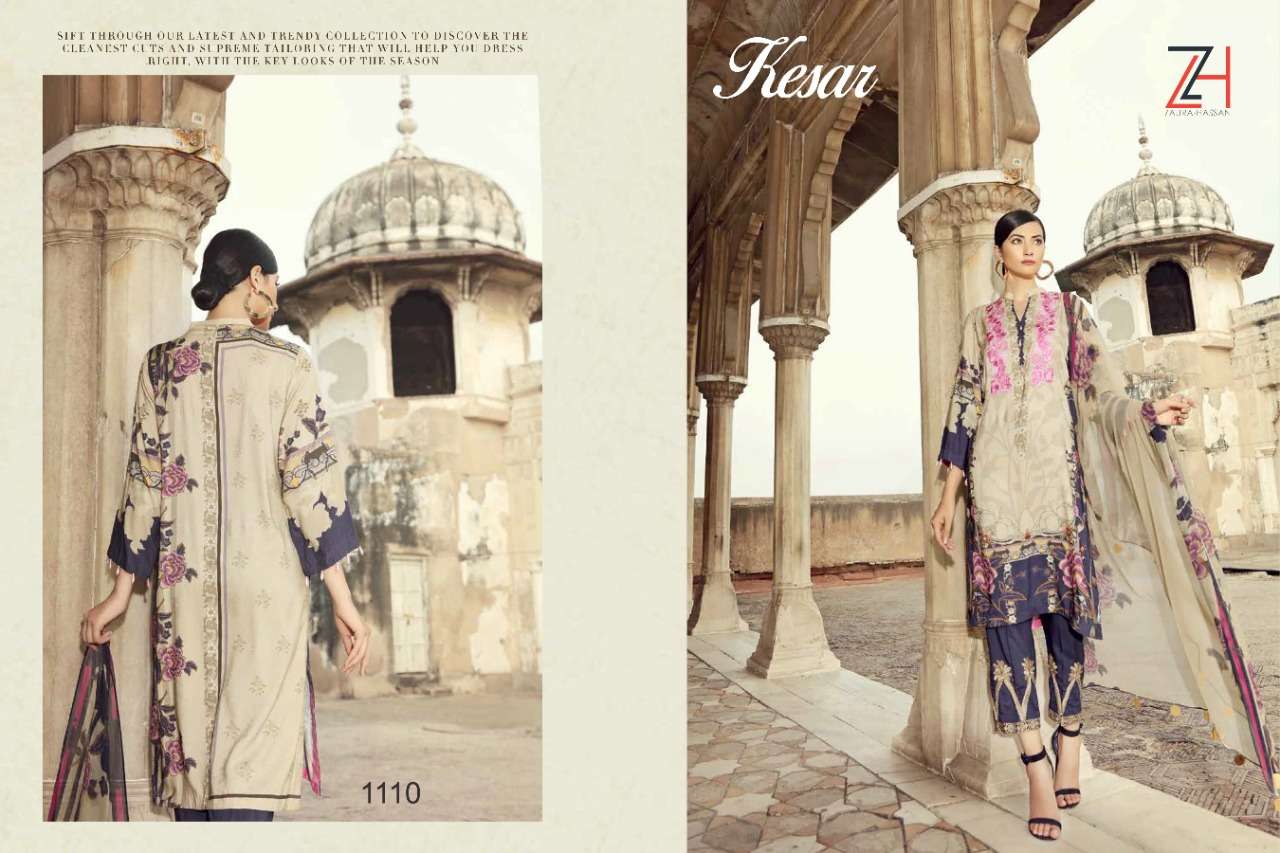 KESAR BY ZAURA HASSAN 1108 TO 1112 SERIES BEAUTIFUL COLORFUL STYLISH FANCY CASUAL WEAR & ETHNIC WEAR & READY TO WEAR PURE COTTON JAM PRINT WITH EMBROIDERY DRESSES AT WHOLESALE PRICE