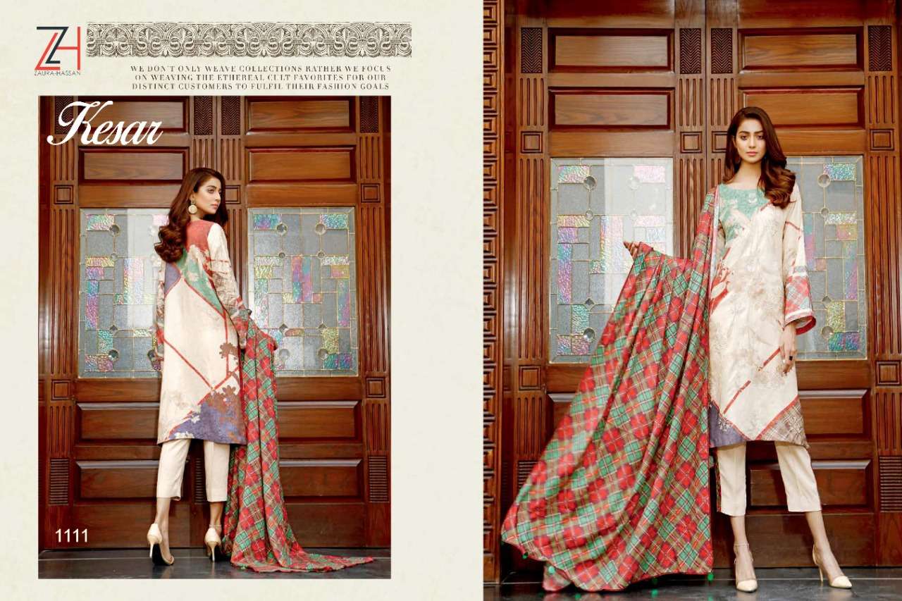 KESAR BY ZAURA HASSAN 1108 TO 1112 SERIES BEAUTIFUL COLORFUL STYLISH FANCY CASUAL WEAR & ETHNIC WEAR & READY TO WEAR PURE COTTON JAM PRINT WITH EMBROIDERY DRESSES AT WHOLESALE PRICE