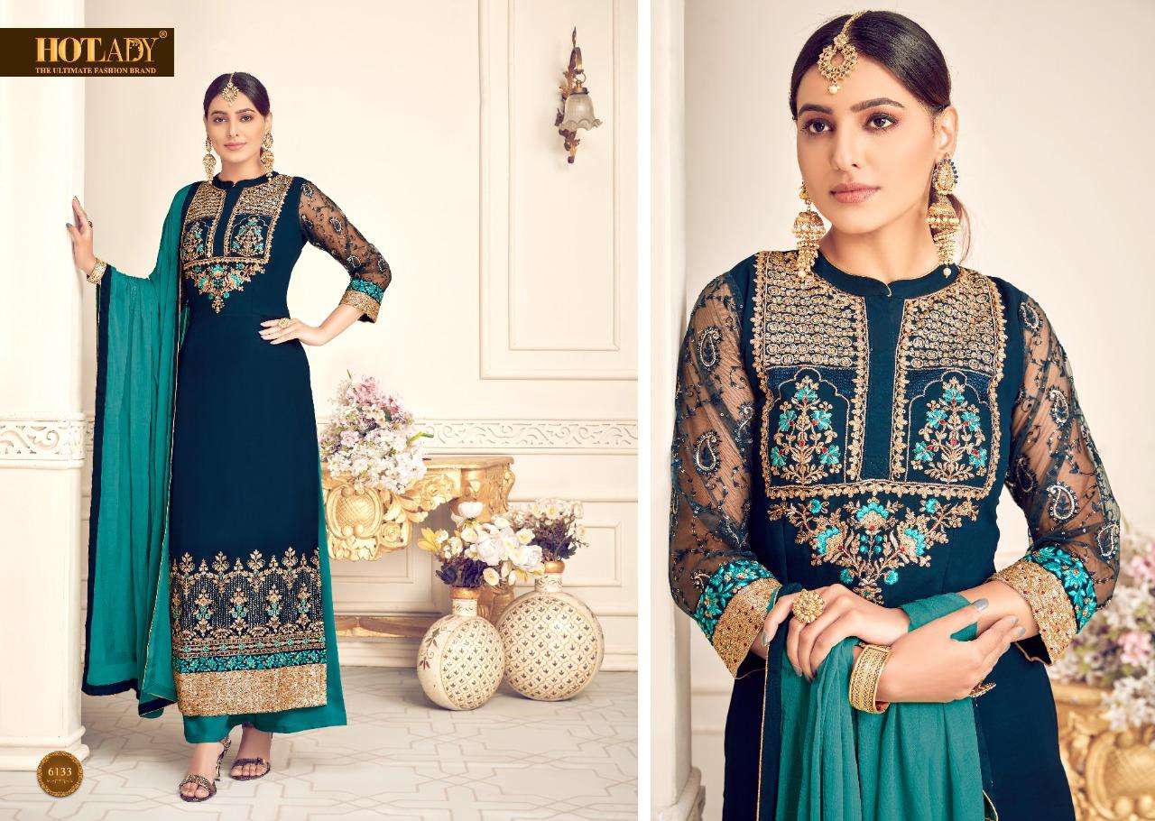 MISHTI VOL-3 BY HOT LADY 6131 TO 6136 SERIES DESIGNER SUITS COLLECTION BEAUTIFUL STYLISH FANCY COLORFUL PARTY WEAR & ETHNIC WEAR VISCOSE GEORGETTE WITH EMBROIDERY DRESSES AT WHOLESALE PRICE