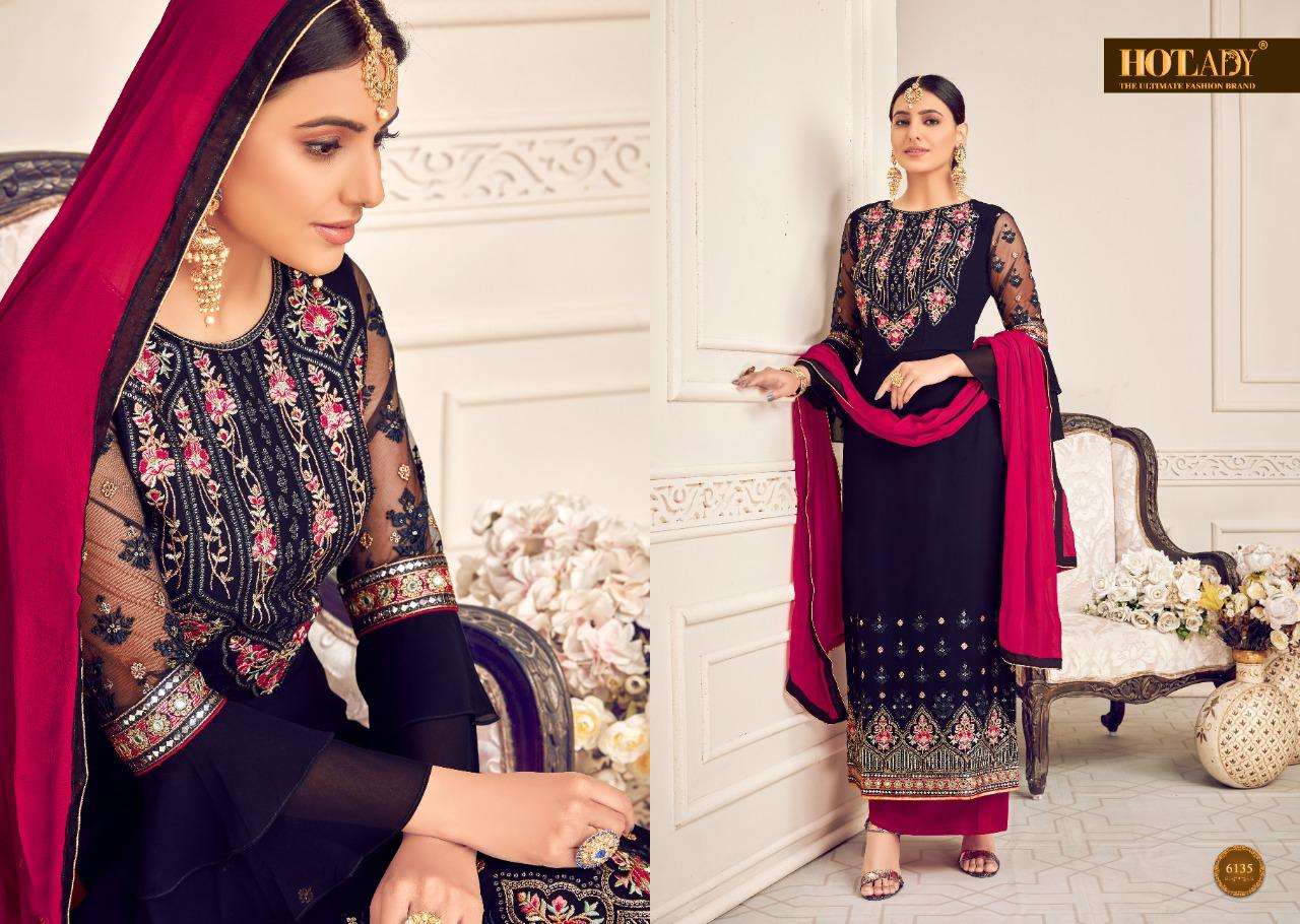 MISHTI VOL-3 BY HOT LADY 6131 TO 6136 SERIES DESIGNER SUITS COLLECTION BEAUTIFUL STYLISH FANCY COLORFUL PARTY WEAR & ETHNIC WEAR VISCOSE GEORGETTE WITH EMBROIDERY DRESSES AT WHOLESALE PRICE