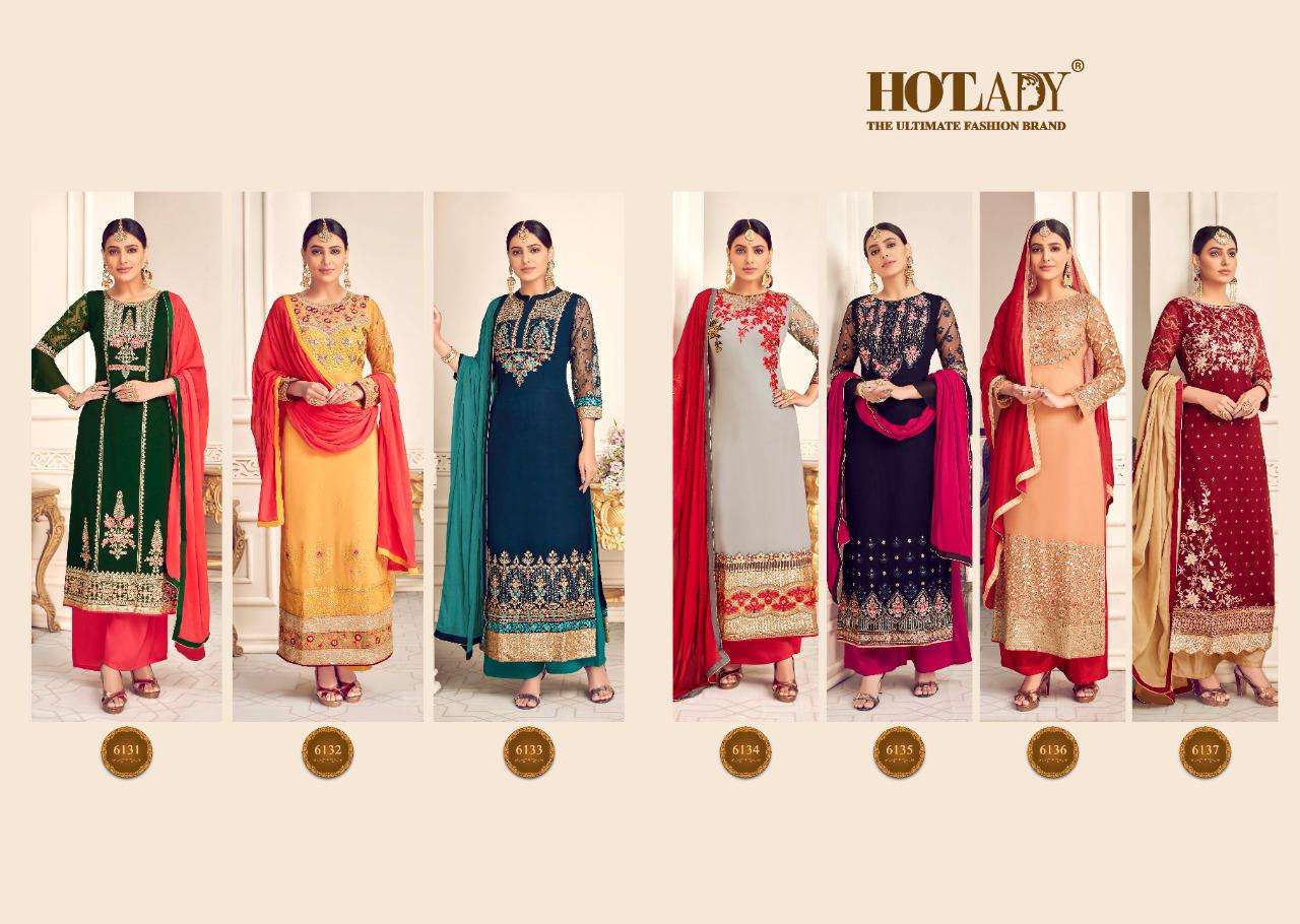 MISHTI VOL-3 BY HOT LADY 6131 TO 6136 SERIES DESIGNER SUITS COLLECTION BEAUTIFUL STYLISH FANCY COLORFUL PARTY WEAR & ETHNIC WEAR VISCOSE GEORGETTE WITH EMBROIDERY DRESSES AT WHOLESALE PRICE