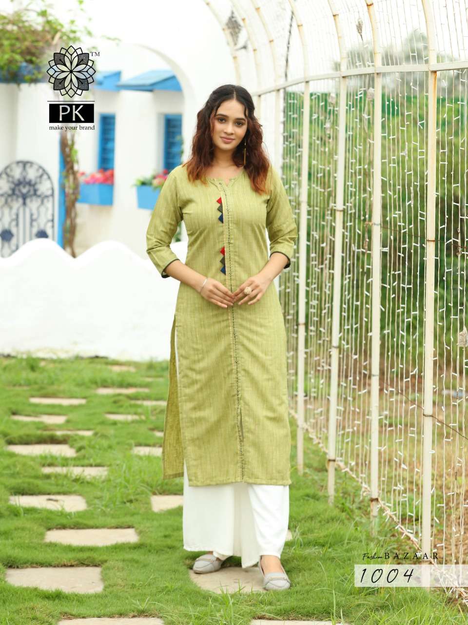 FASHION BAZAAR VOL-1 BY PK 1001 TO 1007 SERIES BEAUTIFUL STYLISH FANCY COLORFUL CASUAL WEAR & ETHNIC WEAR FANCY LINEN JACQUARD WEAVED MANUAL WORK KURTIS AT WHOLESALE PRICE