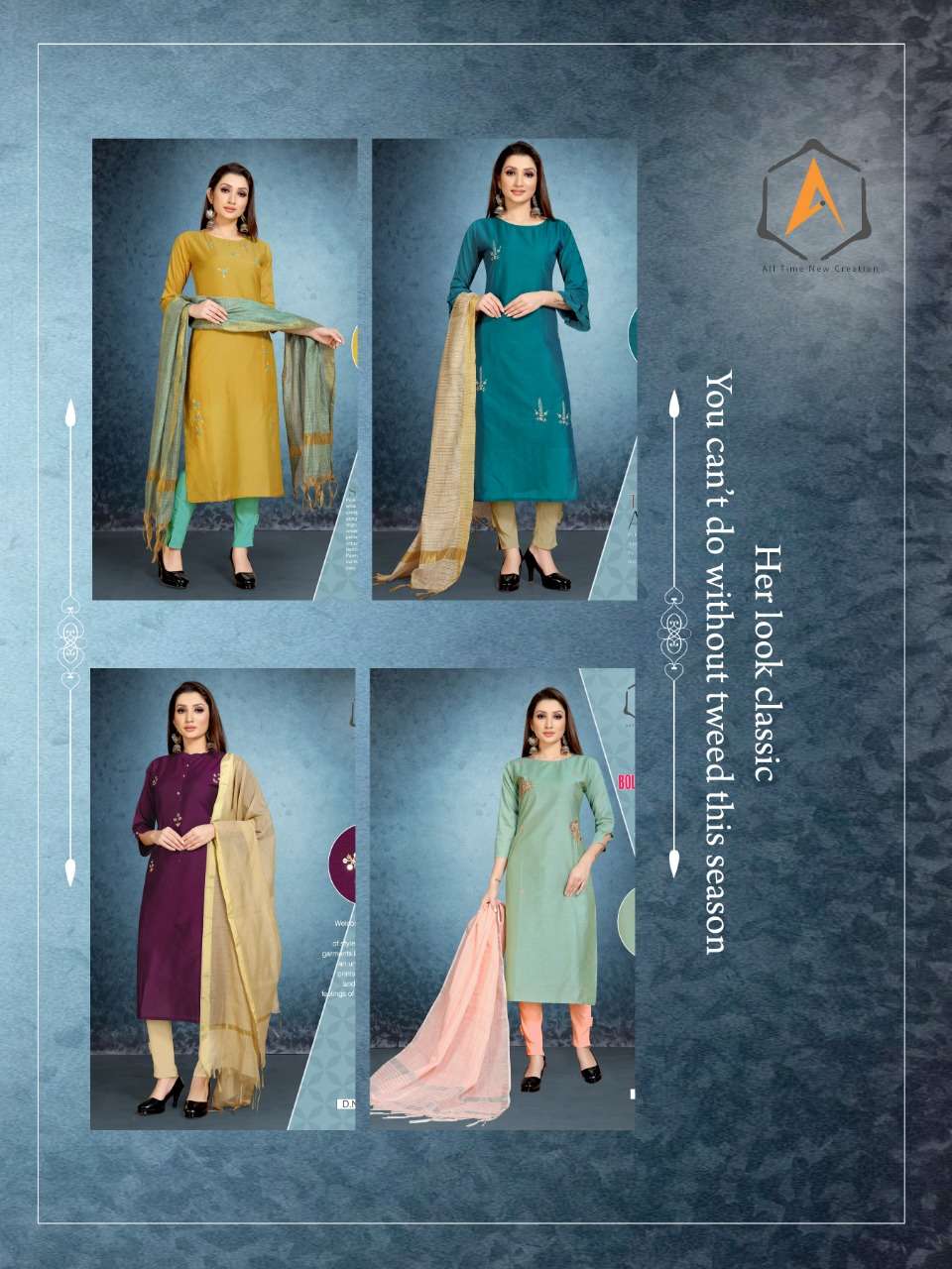 NAZAKAT BY APPLE KURTI 240 TO 243 SERIES BEAUTIFUL COLORFUL STYLISH FANCY CASUAL WEAR & ETHNIC WEAR & READY TO WEAR COTTON SILK KURTIS WITH DUPATTA AT WHOLESALE PRICE