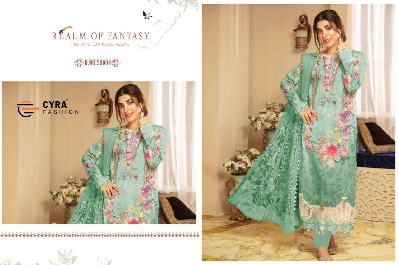 ALIZAH VOL-5 5004 SERIES BY CYRA FASHION 5004-A TO 5004-F SERIES PAKISTANI SUITS BEAUTIFUL FANCY COLORFUL STYLISH PARTY WEAR & OCCASIONAL WEAR JAM COTTON WITH PATCH EMBROIDERY DRESSES AT WHOLESALE PRICE