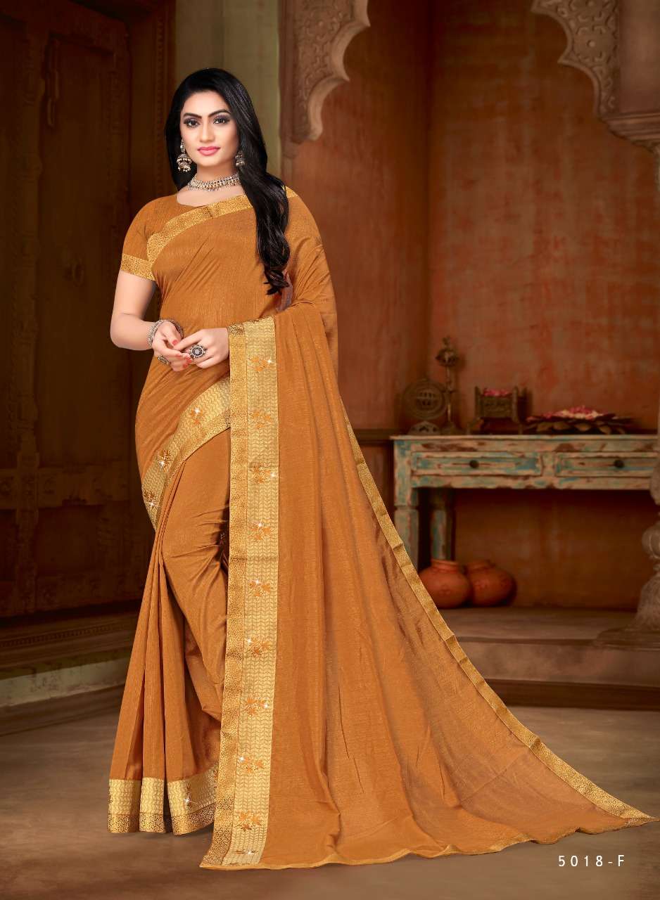 KAJU KATLI BY INDIAN WOMEN 5018-A TO 5018-H SERIES INDIAN TRADITIONAL WEAR COLLECTION BEAUTIFUL STYLISH FANCY COLORFUL PARTY WEAR & OCCASIONAL WEAR DYED SILK SAREES AT WHOLESALE PRICE