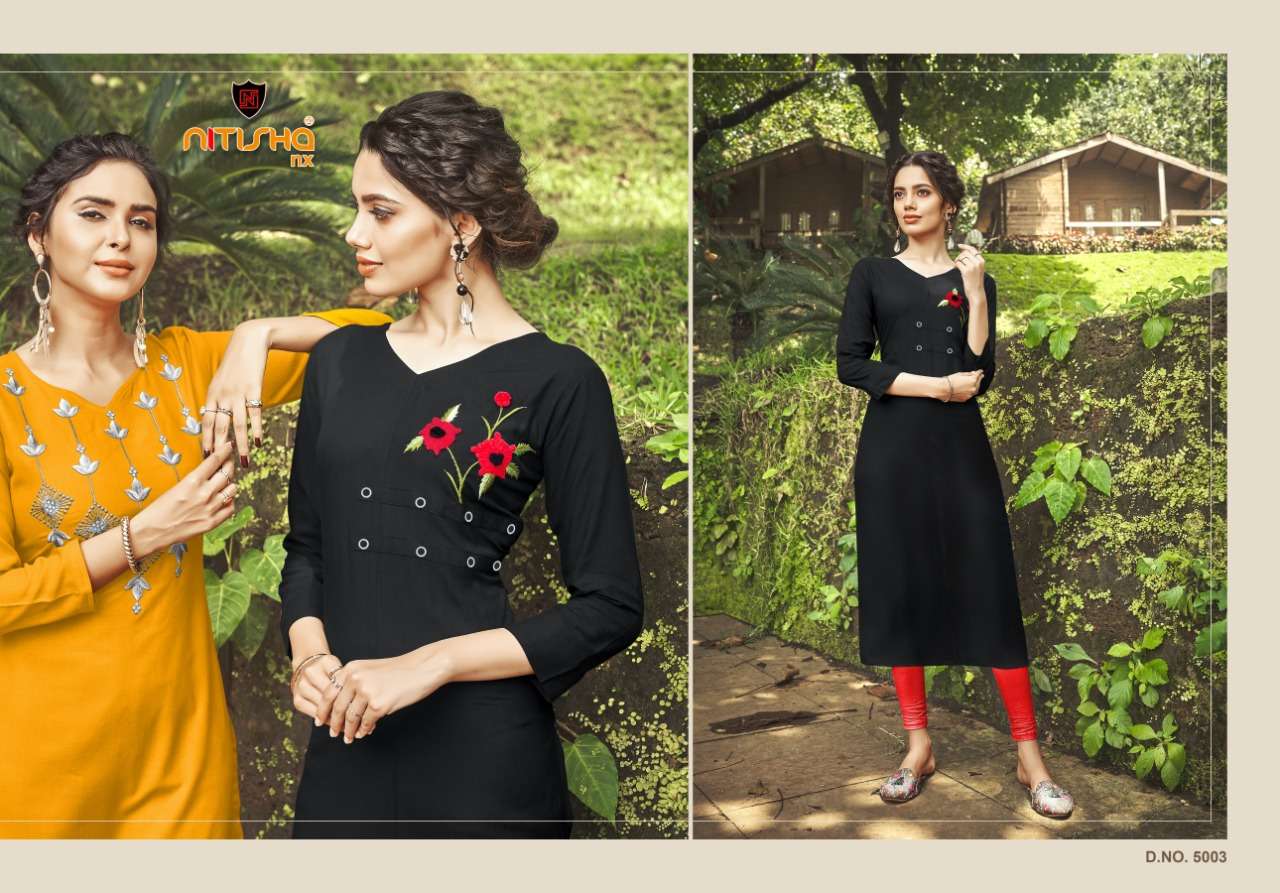 VIVA VOL-5 BY NITISHA NX 5001 TO 5011 SERIES BEAUTIFUL STYLISH FANCY COLORFUL CASUAL WEAR & ETHNIC WEAR HEAVY SOFT COTTON EMBROIDERED KURTIS AT WHOLESALE PRICE