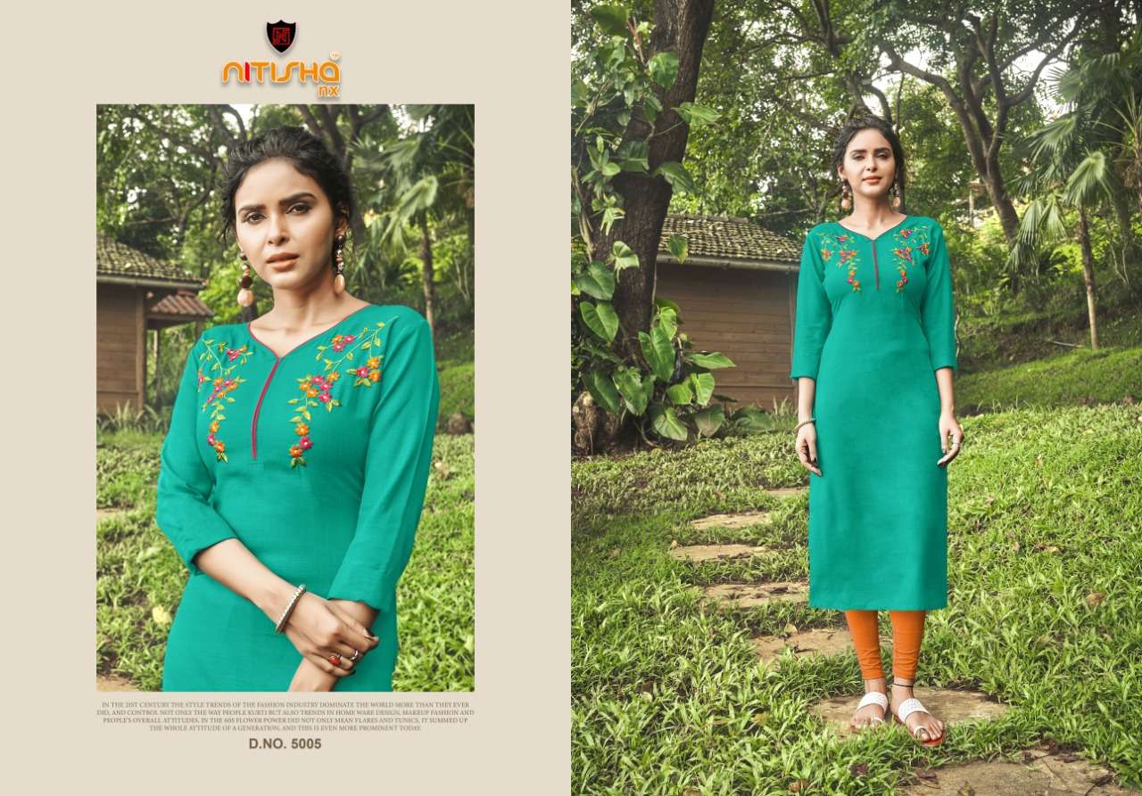 VIVA VOL-5 BY NITISHA NX 5001 TO 5011 SERIES BEAUTIFUL STYLISH FANCY COLORFUL CASUAL WEAR & ETHNIC WEAR HEAVY SOFT COTTON EMBROIDERED KURTIS AT WHOLESALE PRICE