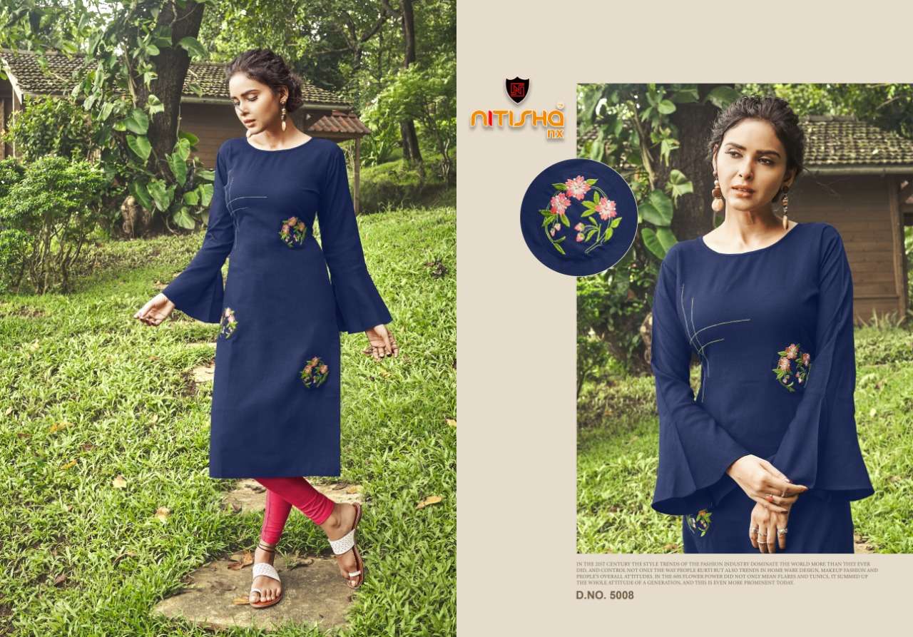VIVA VOL-5 BY NITISHA NX 5001 TO 5011 SERIES BEAUTIFUL STYLISH FANCY COLORFUL CASUAL WEAR & ETHNIC WEAR HEAVY SOFT COTTON EMBROIDERED KURTIS AT WHOLESALE PRICE