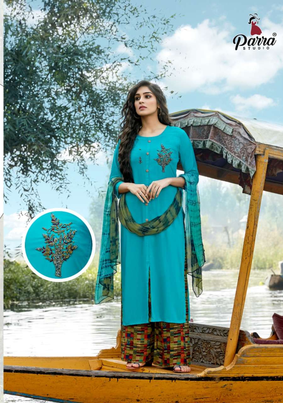 SHIPRA BY PARRA STUDIO 1001 TO 1009 SERIES BEAUTIFUL SUITS STYLISH FANCY COLORFUL CASUAL WEAR & ETHNIC WEAR RAYON SLUB 14KG PRINTED DRESSES AT WHOLESALE PRICE
