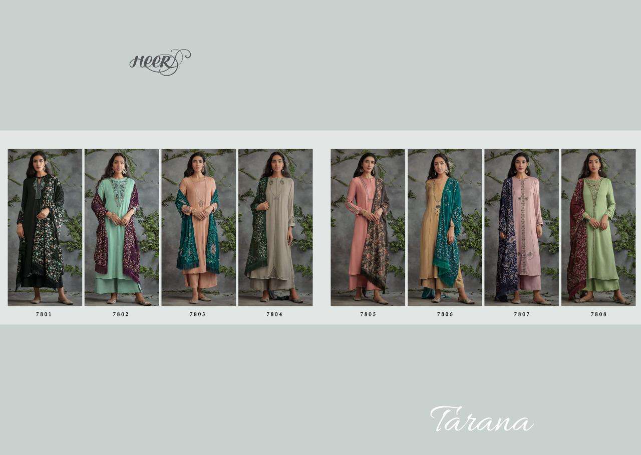 TARANA BY HEER 7801 TO 7808 SERIES BEAUTIFUL SUITS STYLISH COLORFUL FANCY CASUAL WEAR & ETHNIC WEAR COMPRICES OF PASHMINA DRESSES AT WHOLESALE PRICE