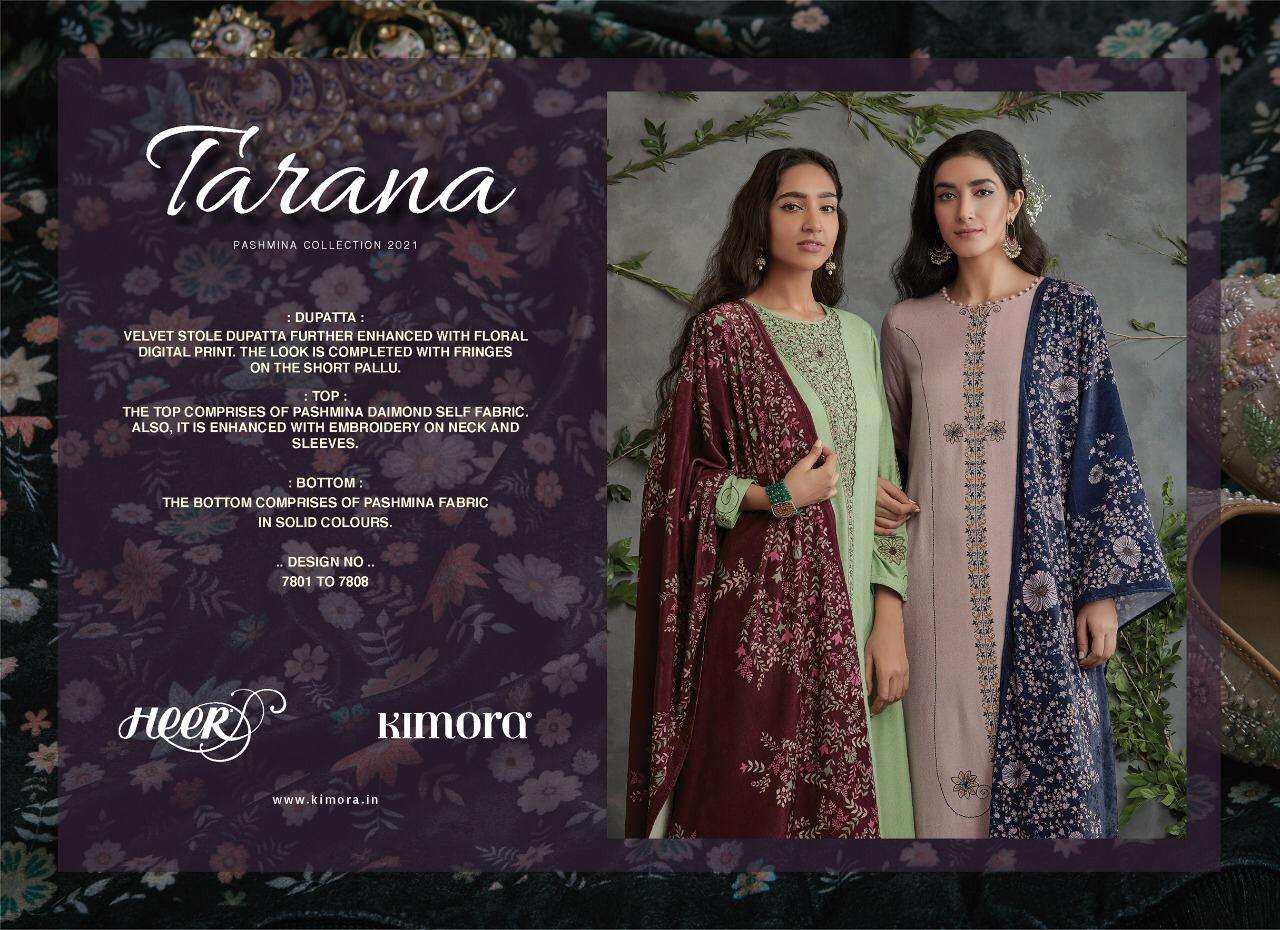 TARANA BY HEER 7801 TO 7808 SERIES BEAUTIFUL SUITS STYLISH COLORFUL FANCY CASUAL WEAR & ETHNIC WEAR COMPRICES OF PASHMINA DRESSES AT WHOLESALE PRICE