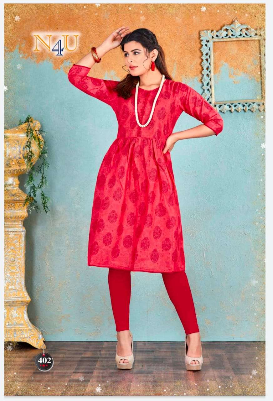 NURANI BY NEHA FASHION 4001 TO 4005 SERIES BEAUTIFUL STYLISH FANCY COLORFUL CASUAL WEAR & ETHNIC WEAR COTTON SLUB PRINTED KURTIS AT WHOLESALE PRICE