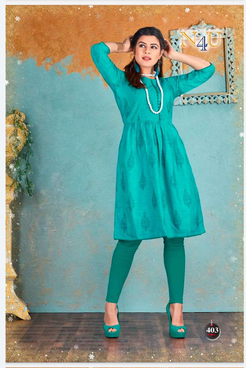 NURANI BY NEHA FASHION 4001 TO 4005 SERIES BEAUTIFUL STYLISH FANCY COLORFUL CASUAL WEAR & ETHNIC WEAR COTTON SLUB PRINTED KURTIS AT WHOLESALE PRICE
