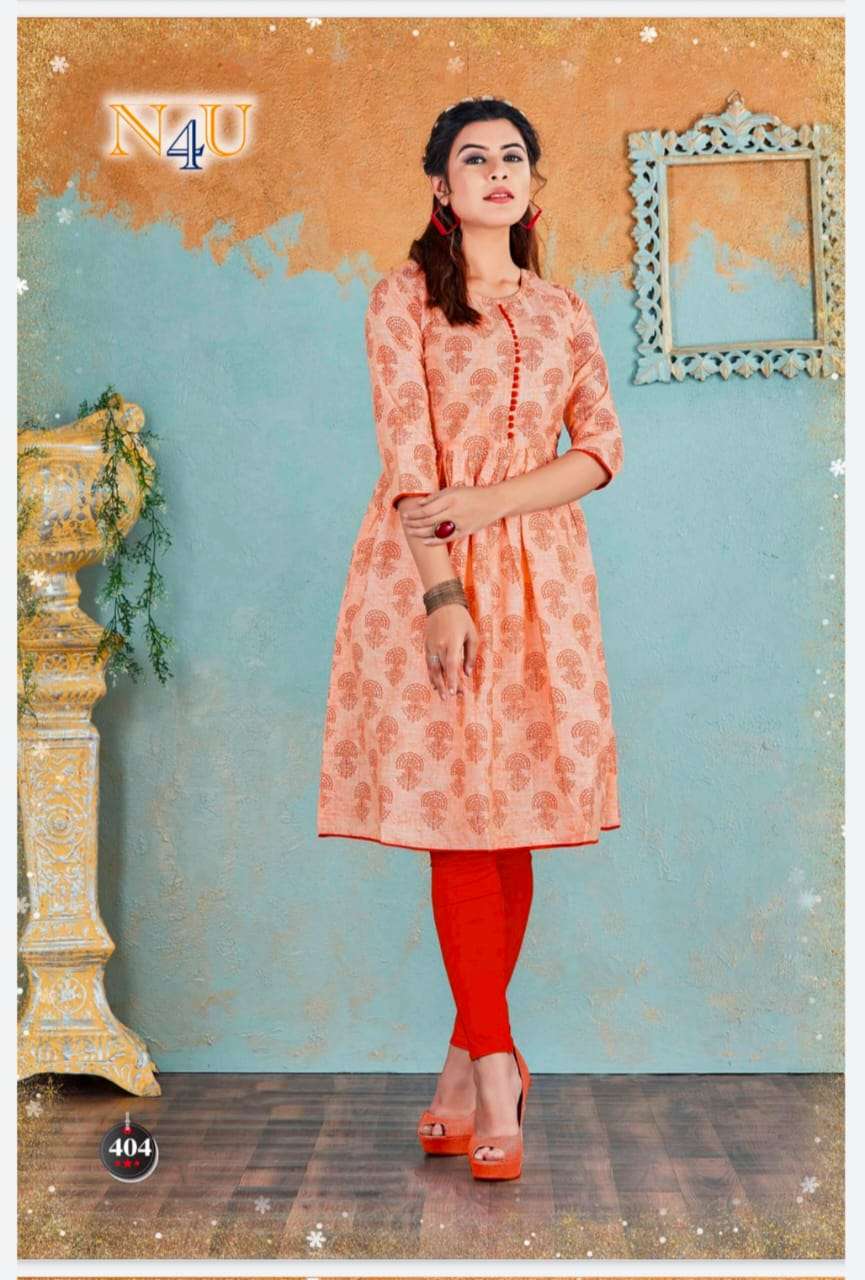 NURANI BY NEHA FASHION 4001 TO 4005 SERIES BEAUTIFUL STYLISH FANCY COLORFUL CASUAL WEAR & ETHNIC WEAR COTTON SLUB PRINTED KURTIS AT WHOLESALE PRICE