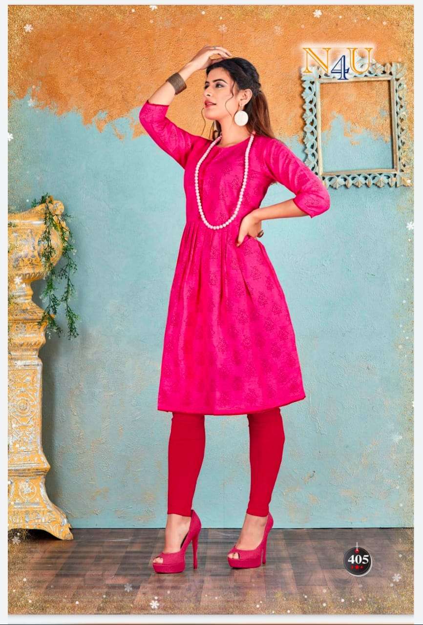 NURANI BY NEHA FASHION 4001 TO 4005 SERIES BEAUTIFUL STYLISH FANCY COLORFUL CASUAL WEAR & ETHNIC WEAR COTTON SLUB PRINTED KURTIS AT WHOLESALE PRICE