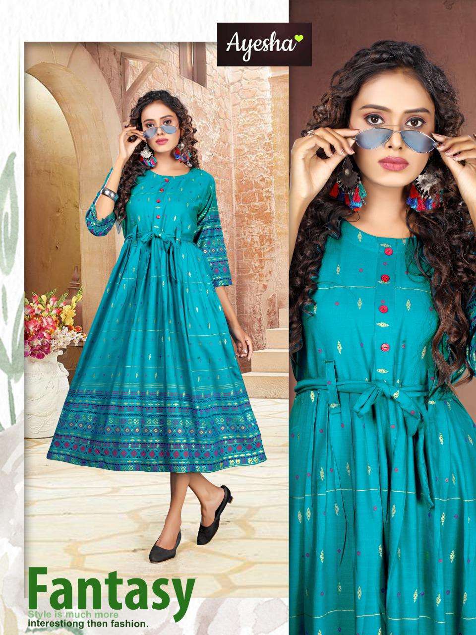 NATASHA BY AYESHA 1001 TO 1008 SERIES BEAUTIFUL STYLISH COLORFUL FANCY PARTY WEAR & ETHNIC WEAR & READY TO WEAR RAYON SLUB BLOCK PRINT KURTIS AT WHOLESALE PRICE