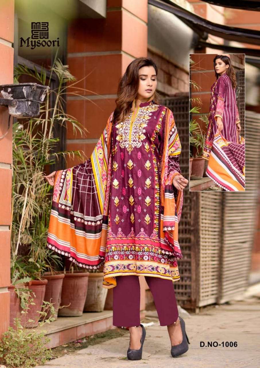 MAIRA HASAN BY MYSOORI 1001 TO 1010 SERIES BEAUTIFUL SUITS STYLISH COLORFUL FANCY CASUAL WEAR & ETHNIC WEAR PURE LAWN COTTON PRINTED DRESSES AT WHOLESALE PRICE