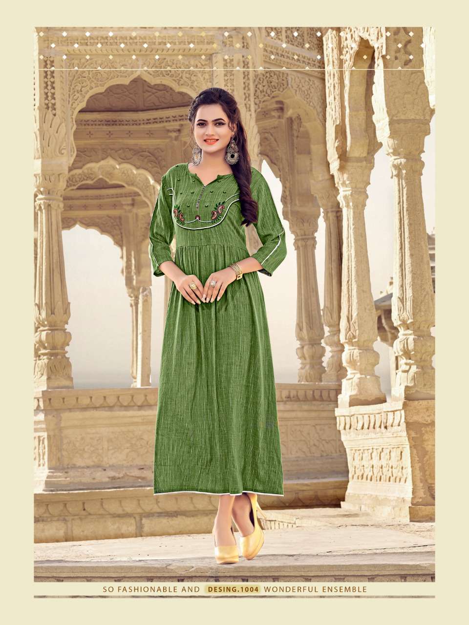 MEERA BY ARTS RIDDHS 1001 TO 1005 SERIES BEAUTIFUL STYLISH COLORFUL FANCY PARTY WEAR & ETHNIC WEAR & READY TO WEAR FERARI RAYON PRINTED KURTIS AT WHOLESALE PRICE