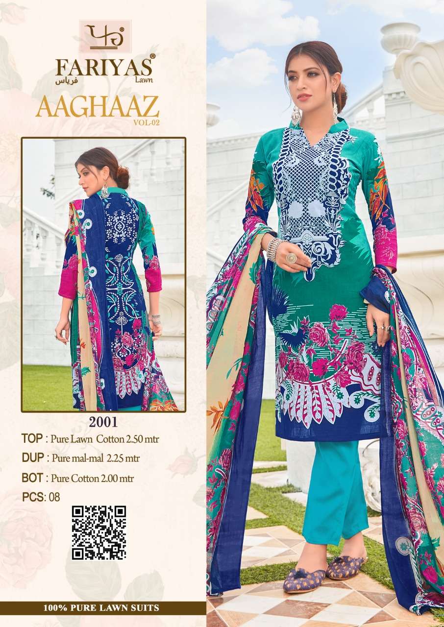 AAGHAAZ VOL-2 BY FARIYAS LAWN 2001 TO 2008 SERIES BEAUTIFUL SUITS STYLISH COLORFUL FANCY CASUAL WEAR & ETHNIC WEAR PURE LAWN COTTON PRINTED DRESSES AT WHOLESALE PRICE