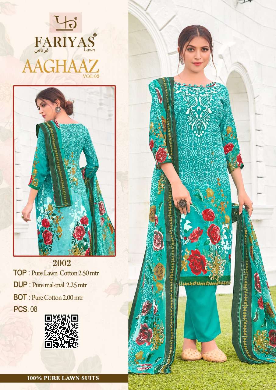 AAGHAAZ VOL-2 BY FARIYAS LAWN 2001 TO 2008 SERIES BEAUTIFUL SUITS STYLISH COLORFUL FANCY CASUAL WEAR & ETHNIC WEAR PURE LAWN COTTON PRINTED DRESSES AT WHOLESALE PRICE