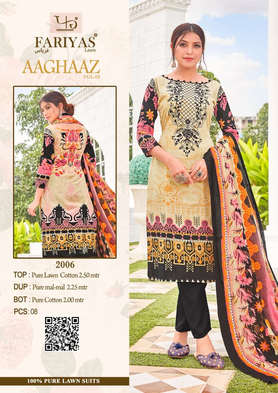 AAGHAAZ VOL-2 BY FARIYAS LAWN 2001 TO 2008 SERIES BEAUTIFUL SUITS STYLISH COLORFUL FANCY CASUAL WEAR & ETHNIC WEAR PURE LAWN COTTON PRINTED DRESSES AT WHOLESALE PRICE