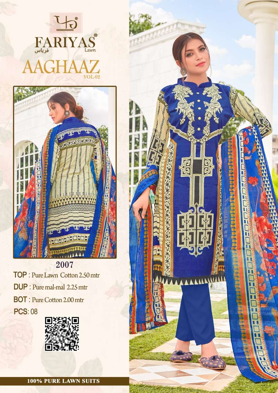 AAGHAAZ VOL-2 BY FARIYAS LAWN 2001 TO 2008 SERIES BEAUTIFUL SUITS STYLISH COLORFUL FANCY CASUAL WEAR & ETHNIC WEAR PURE LAWN COTTON PRINTED DRESSES AT WHOLESALE PRICE